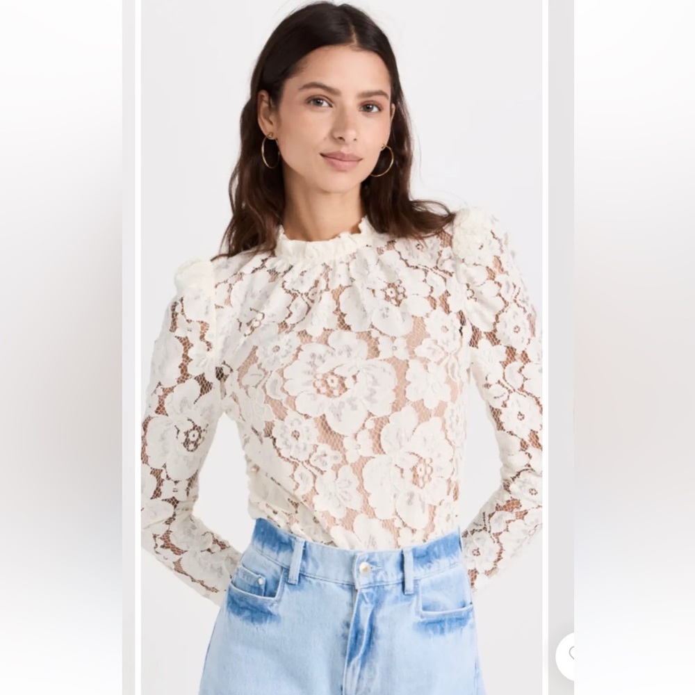 Lace puff sleeve top